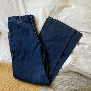 dark wash wrangler flare bootcut jeans